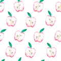 Apples. Seamless pattern. Watercolor illustration. Isolated on a white background. For your design. Royalty Free Stock Photo