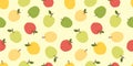 Apples seamless patterns. Green, red and yellow apples pattern. Hand drawn colored Vector illustration Royalty Free Stock Photo