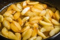 Apples slices being carmelized for dessert