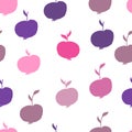 apples lilac vector seamless pattern. Fruit with leaves, diet vitamin background