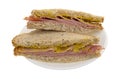 Applewood smoked ham sandwich on a plate Royalty Free Stock Photo