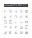 Appliances and computers line icons collection. Devices, Gadgets, Machines, Electrics, Tech, Equipment, Tools vector and Royalty Free Stock Photo
