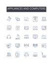 Appliances and computers line icons collection. Woodworking, Carving, Sculpting, Metalwork, Handtool, Craftsmanship