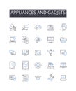 Appliances and gadjets line icons collection. Elegance, Refinement, Panache, Style, Grace, Sophistication, Precision