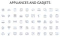 Appliances and gadjets line icons collection. Liability, Arrears, Default, Bill, Loan, Due, Repayment vector and linear