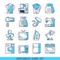 Appliances icons set lines blue color vector illustration Royalty Free Stock Photo