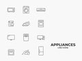 Appliances line icon set. household electrical equipments. isolated vector images Royalty Free Stock Photo