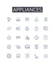 Appliances line icons collection. Pause, Break, Interruption, Halt, Stoppage, Interval, Gap vector and linear