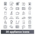 Appliance Line Icons. Home Electronic Devices Symbols