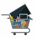 Appliances in a shopping cart Royalty Free Stock Photo