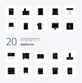 20 Appliances Solid Glyph icon Pack like hotel furniture rack closet home appliances