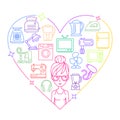 Appliances and woman colored frame heart
