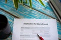 Application for authorization for work in foreign countries Royalty Free Stock Photo