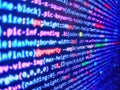Application binary code. Green fabric. Letters, chars, and digits. Web or application development, business a. Server logs Royalty Free Stock Photo