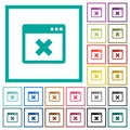 Application cancel flat color icons with quadrant frames