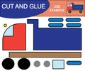 Application. Cut and glue image of dump truck. Educational game for children