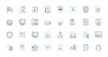 Application Design linear icons set. Interface, Layout, User-friendly, Navigation, Interaction, Compatibility Royalty Free Stock Photo