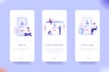 Application design set for Sign Up, Online Registration and Secure Login. UI on boarding screens design. Mobile app template.