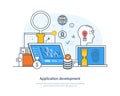 Application development, designing, building and implementing software app process Royalty Free Stock Photo