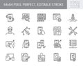 Application development line icons. Vector illustration included icon as mobile software, app ux prototyping, data