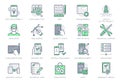 Application development line icons. Vector illustration included icon as mobile software, app ux prototyping, data