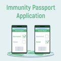 Application with a digital immune passport. Coronavirus green immunity passport concept vector illustration.