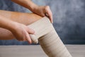 Application of elastic compression bandage Royalty Free Stock Photo