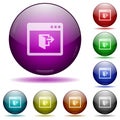Application exit glass sphere buttons