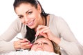 Application of false eyelashes Royalty Free Stock Photo