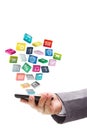 Application icons with mobile phone Royalty Free Stock Photo