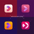 Application icons set. Arrow sign collection. Logo elements in m