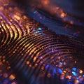 Application ID icon. Holographic fingerprint. Digital biometric recognition. Royalty Free Stock Photo