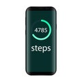 Application on the mobile phone to track the steps, the pedometer. App for morning jogging or fitness. The concept of the