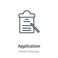 Application outline vector icon. Thin line black application icon, flat vector simple element illustration from editable human