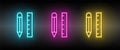 application, pencil, rule vector icon yellow, pink, blue neon set. Tools vector icon