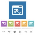 Application programming interface flat white icons in square backgrounds Royalty Free Stock Photo