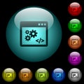 Application programming interface icons in color illuminated glass buttons Royalty Free Stock Photo