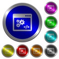 Application programming interface luminous coin-like round color buttons Royalty Free Stock Photo