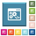 Application programming interface white icons on edged square buttons Royalty Free Stock Photo