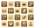 Application, Programming, Server and computer icons over brown background Royalty Free Stock Photo