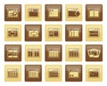 Application, Programming, Server and computer icons over brown background Royalty Free Stock Photo