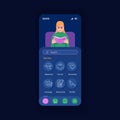Application for reading night smartphone interface vector template Royalty Free Stock Photo