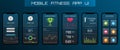 Application on the Smart Phone to Track Steps, Pedometer. App for Fitness. Concept Interface Design of Apps