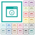 Application speed flat color icons with quadrant frames