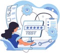 Application testing metaphor. Vector. App test, stress test for gauging apps robustness Software testing, fact-checker