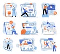 Application testing metaphor. Vector. Application testing, refining process for well-oiled software mechanism Royalty Free Stock Photo