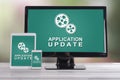 Application update concept on different devices Royalty Free Stock Photo