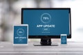 Application update concept on different devices Royalty Free Stock Photo