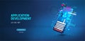 Application, website, software Development for Mobile phone, smartphone. Create Software and web design UI, UX, KIT for Royalty Free Stock Photo