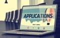 Applications Concept on Laptop Screen. 3D. Royalty Free Stock Photo
